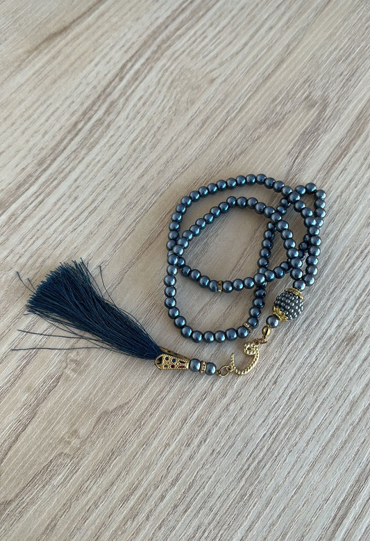 Navy Blue Pearl Prayer Beads