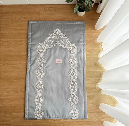 Flower basket gray prayer rug